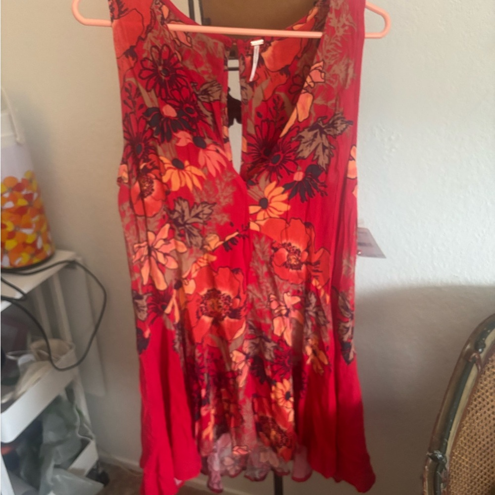 NWT Free People Red Floral Dress - Picture 2 of 5